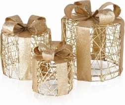 Set of 3 Light-Up Gift Boxes from Gilded Wire