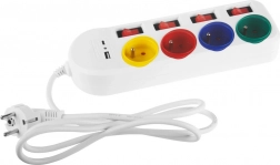 Podaljševalni kabel Maclean z USB A/C in individualnimi stikali