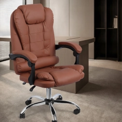 Ergonomski pisarniški stol iz eko usnja, rjav