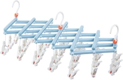 Zložljiv sušilnik za perilo s kljukicami, 29 sponk, svetlo moder