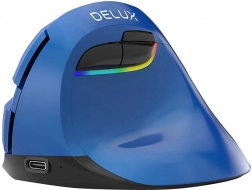 Brezžična vertikalna miška Delux M618 Mini z RGB, BT in 2,4 GHz (modra)