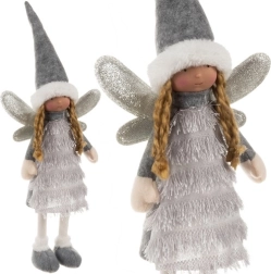 Božična dekoracija vila/angel v sivi barvi 40 cm
