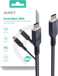 USB-C kabel Aukey z LED zaslonom in pleteno površino