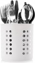 Bel odcejevalnik in stojalo za kuhinjski pribor