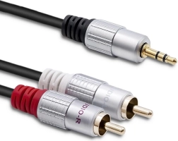 Avdio kabel 2x RCA na 3,5 mm mini jack, 3 m, črn
