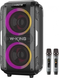 Brezžični zvočnik W-KING T9 Pro z močjo 120 W in 2 mikrofonoma – črn