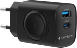 Gembird USB polnilnik 20 W z USB‑C PD in USB‑A QC 3.0 – črna