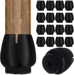 Silikonski nastavki za noge stolov s filcem, komplet 16 kosov (12–16 mm), črni