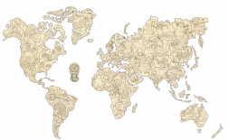 Leseni zemljevid sveta z živalmi velikost M (57 × 38 cm) WOODEN CITY