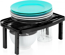 Kuhinjska zložljiva polica, črna, nastavljiva višina 31 × 22 × 14,5/11,5 cm