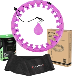 Masažni pametni hulahop obroč z utežjo HMS HHW12 Plus Size + neoprenasti shujševalni pas BR163, vijoličen