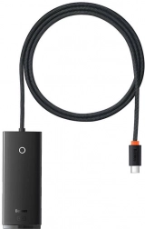 Baseus Lite 4‑vratni USB‑C hub s 4× USB 3.0 in napajanjem USB‑C, 1 m, črn