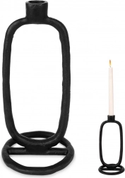 Aluminijasti črn svečnik 24 cm