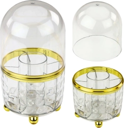 Organizator za kozmetiko z vrtljivo osnovo in prozornim pokrovom