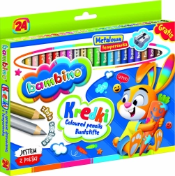 Set of Strong Round Crayons Bambino 24 Colors with Sharpener
