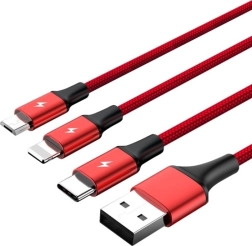 Univerzalni polnilni kabel 3v1 USB s konektorji USB‑C, microUSB in Lightning, 1,2 m