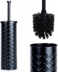 Kovinská črna WC ščetka s stojalom 38 × 10 cm