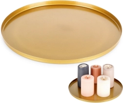 Kovinski zlati pladenj za sveče in dekoracije 30 cm