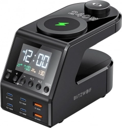 Budilka z napajalno postajo BlitzWolf BW-FW10, 2× USB‑A, 4× USB‑C, 240 W