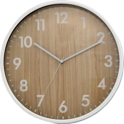 Wall clock 30.5 cm white with wood decor