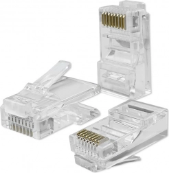 Wtyk RJ45 CAT6 UTP Prehod skozi s pozlačenimi kontakti, 100 kos