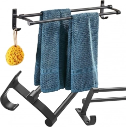 Dvojni stenski nosilec za brisače, črn kov, 58,6 cm