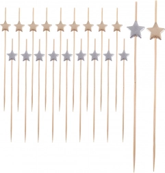 Bambusove palčke za prigrizke z zvezdicami 12 cm, 20 kos
