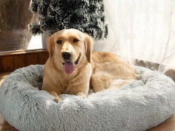 Plišast ležišček za mačke in majhne pse 50 cm – Siva