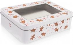 Kovinska škatla za piškote z okencem Medenjak 18 × 14,5 × 5 cm