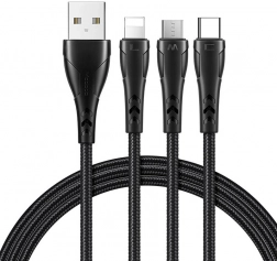Polnilni kabel 3v1 USB na USB‑C / Lightning / Micro USB 1,2 m črn Mcdodo