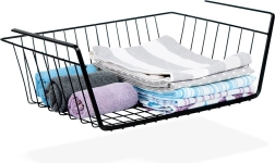 Viseča košara pod polico, kovinska, črna 40,5 × 26,5 × 14,5 cm