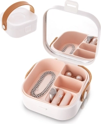 Potovalna škatlica za nakit z ogledalcem 9,5 × 9,5 × 4 cm