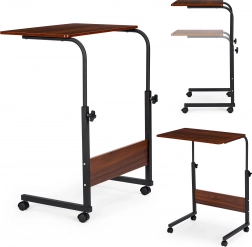 Miza za prenosnik s kolesci - stranska miza za kavč ali fotelj temno rjava ModernHome