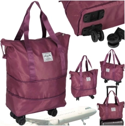 Zložljiva potovalna torba na kolesih vijolična