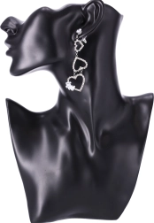 Dolgi uhančki s srčki - srebro