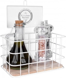 Bela kovinska kuhinjska polička 21 × 12,5 × 24 cm