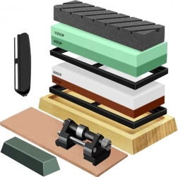 Vodni brus za nože RUHHY – komplet z več granulacijami in usnjenim pasom