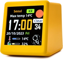 Pametna LED budilka z Wi‑Fi in LCD-zaslonom, rumena