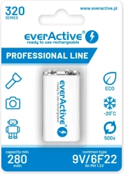 Akumulator everActive 9V 320 mAh Ni-MH pripravljen za uporabo