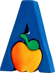 fauna abeceda črka a – jabolko lesene vstavljanke