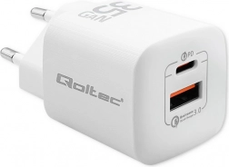 omrežni polnilec 35 W GaN Ultra, USB‑C PD + USB‑A, bel