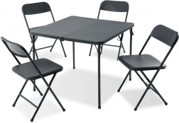 Zložljiv vrtni set, 5 delov s kovinsko mizo in 4 stoli