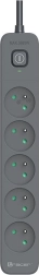Prenapetostni podaljšek TRACER Power Line+ 1,8 m, grafitna, 5 vtičnic