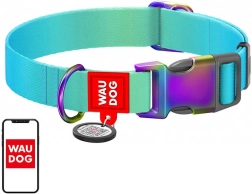 Najlonska ovratnica za pse z QR kodo WAUDOG gradient, modra, velikost M