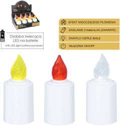 LED svečka za nagrobno lučko z utripajočim plamenom 10,5 cm – mešanica barv