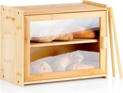 Bambusov dvonadstropni kozarec za kruh s kleščami 40 × 20 × 31 cm