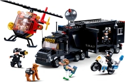 SLUBAN policija SWAT mobilna baza s helikopterjem in motornim kolesom