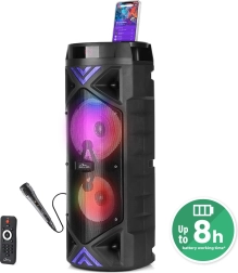 Prenosni karaoke Bluetooth zvočnik MEDIA-TECH FunBox Keg Pro 50 W z LED in FM radiem