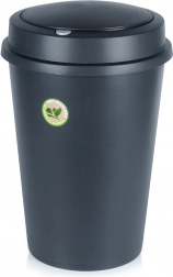 Plastični koš za odpadke z nihajnim pokrovom 47 l, črn