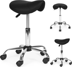 Vrtljiv ergonomski stol s sedlom, črn MODERNHOME